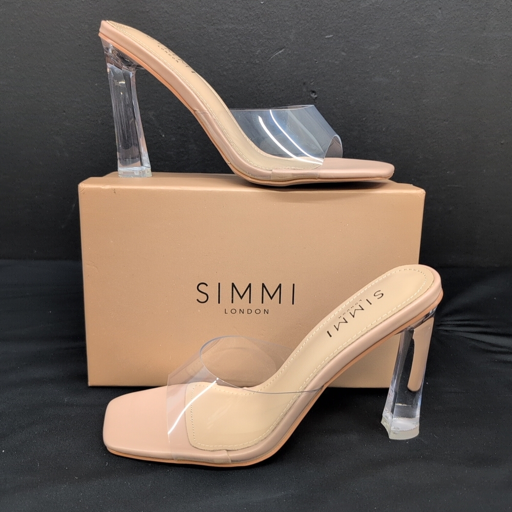 Simmi London Maylee Clear Women's Mules Heels US 7 Nude